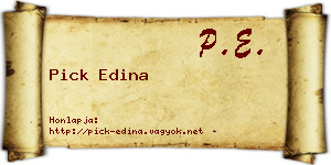 Pick Edina névjegykártya